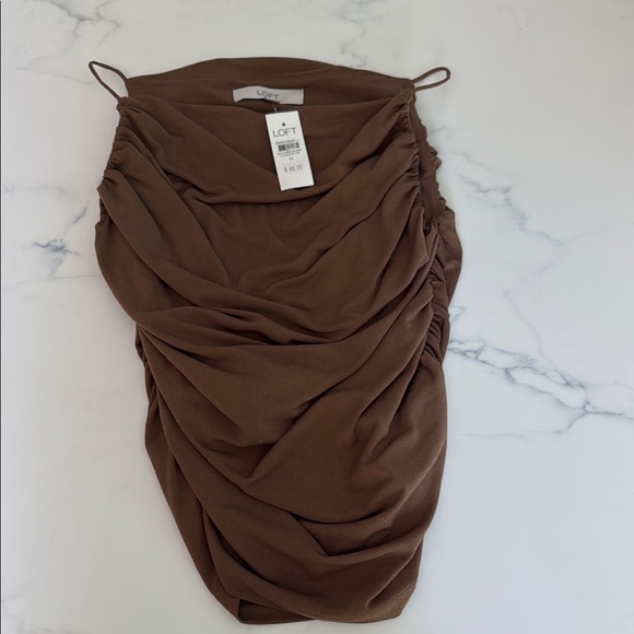 LOFT Chocolate Draped Sleeveless Top - Picture 1 of 3